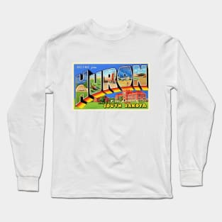 Greetings from Huron, South Dakota - Vintage Large Letter Postcard Long Sleeve T-Shirt